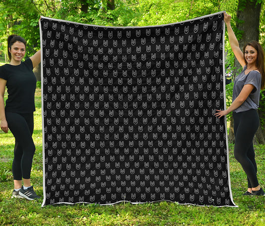 Rock And Roll Hand Symbol Pattern Print Quilt
