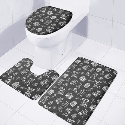 Rock And Roll Music Pattern Print 3 Piece Bath Mat Set