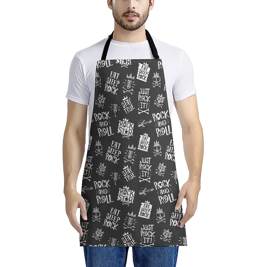 Rock And Roll Music Pattern Print Apron