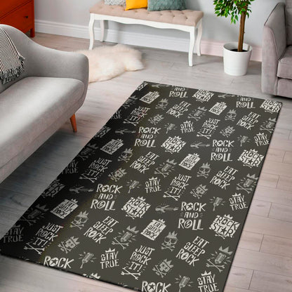 Rock And Roll Music Pattern Print Area Rug