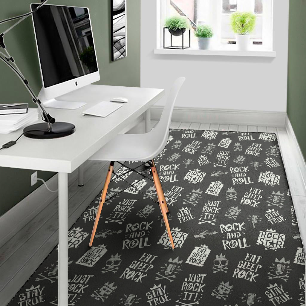 Rock And Roll Music Pattern Print Area Rug