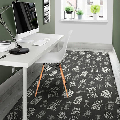 Rock And Roll Music Pattern Print Area Rug