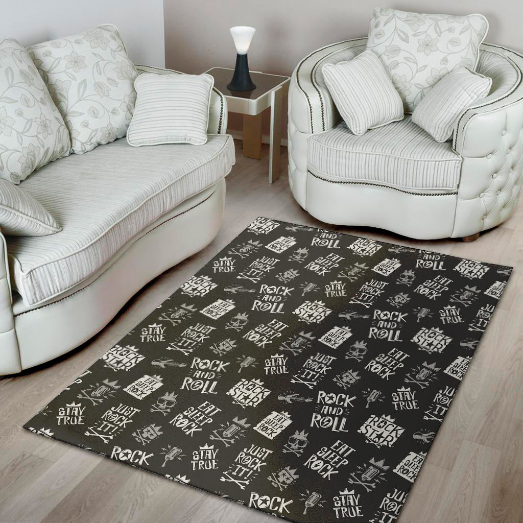 Rock And Roll Music Pattern Print Area Rug