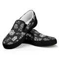 Rock And Roll Music Pattern Print Black Slip On Sneakers