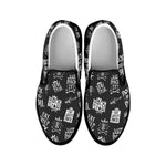 Rock And Roll Music Pattern Print Black Slip On Shoes