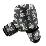 Rock And Roll Music Pattern Print Boxing Gloves