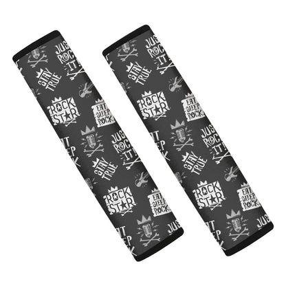 Rock And Roll Music Pattern Print Car Seat Belt Covers