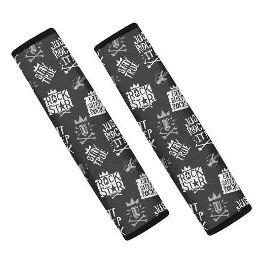 Rock And Roll Music Pattern Print Car Seat Belt Covers