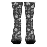 Rock And Roll Music Pattern Print Crew Socks