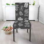 Rock And Roll Music Pattern Print Dining Chair Slipcover