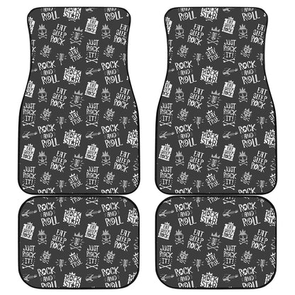 Rock And Roll Music Pattern Print Front and Back Car Floor Mats