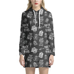 Rock And Roll Music Pattern Print Hoodie Dress
