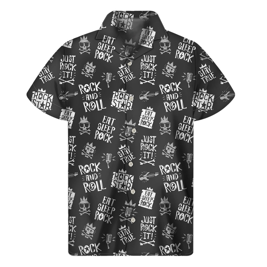 Rock And Roll Music Pattern Print Men's Short Sleeve Shirt