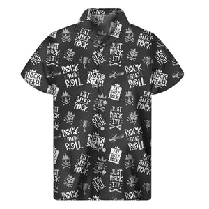 Rock And Roll Music Pattern Print Men's Short Sleeve Shirt