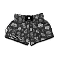 Rock And Roll Music Pattern Print Muay Thai Boxing Shorts