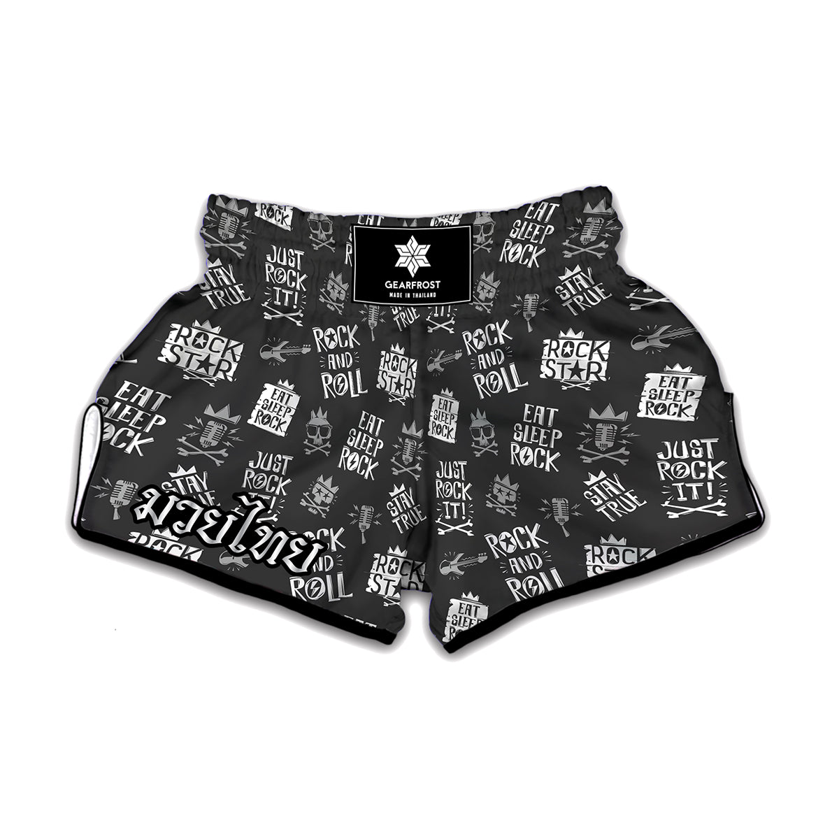 Rock And Roll Music Pattern Print Muay Thai Boxing Shorts