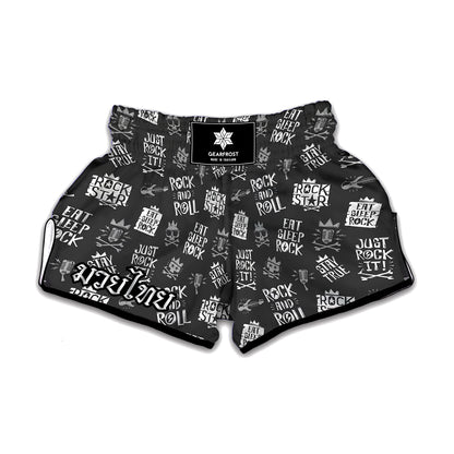 Rock And Roll Music Pattern Print Muay Thai Boxing Shorts