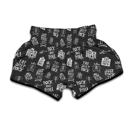 Rock And Roll Music Pattern Print Muay Thai Boxing Shorts