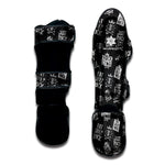Rock And Roll Music Pattern Print Muay Thai Shin Guard