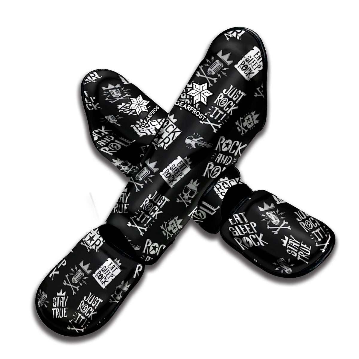 Rock And Roll Music Pattern Print Muay Thai Shin Guard