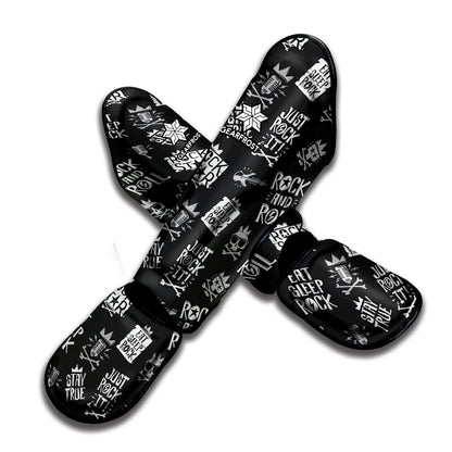 Rock And Roll Music Pattern Print Muay Thai Shin Guard