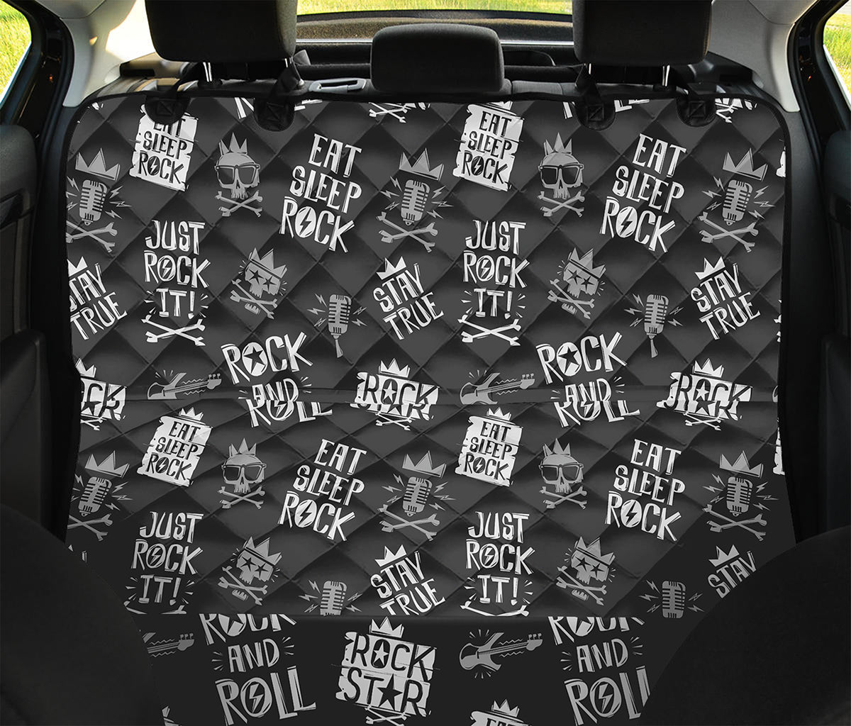 Rock And Roll Music Pattern Print Pet Car Back Seat Cover