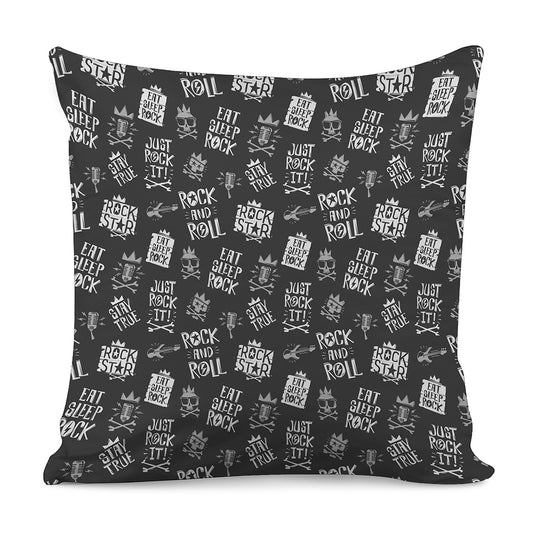 Rock And Roll Music Pattern Print Pillow Cover