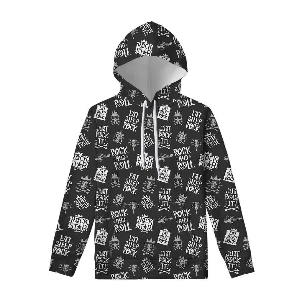 Rock And Roll Music Pattern Print Pullover Hoodie