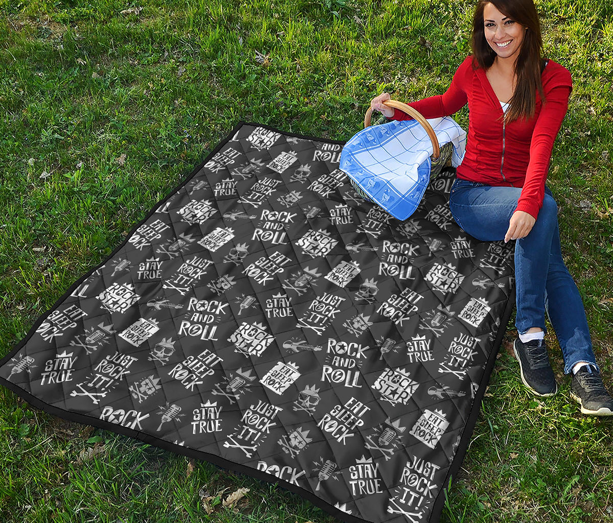 Rock And Roll Music Pattern Print Quilt