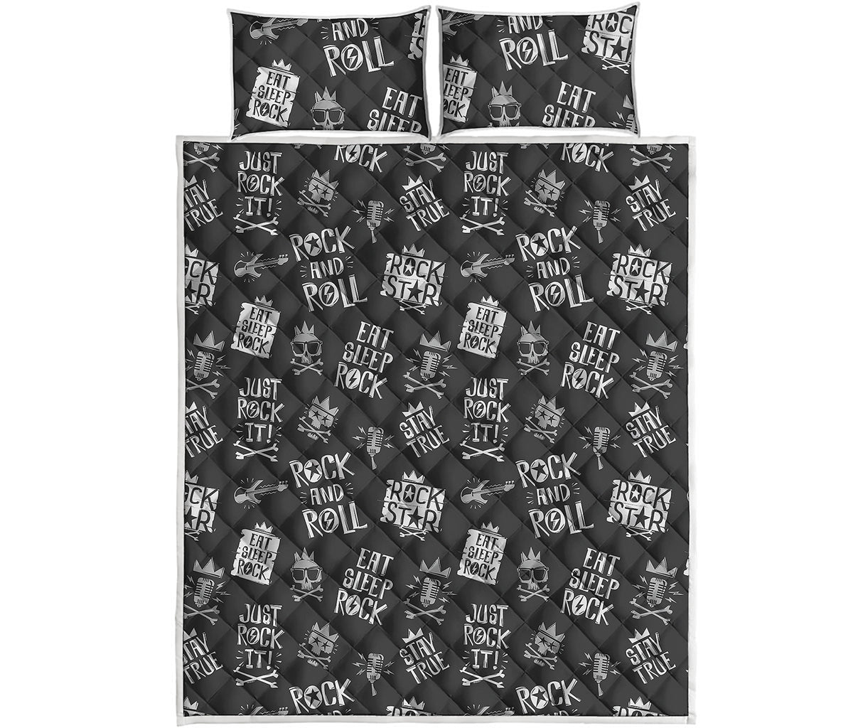 Rock And Roll Music Pattern Print Quilt Bed Set