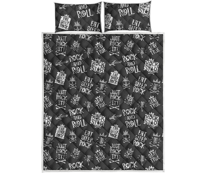 Rock And Roll Music Pattern Print Quilt Bed Set