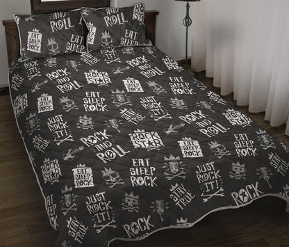 Rock And Roll Music Pattern Print Quilt Bed Set