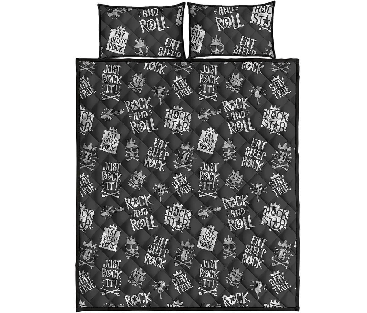 Rock And Roll Music Pattern Print Quilt Bed Set
