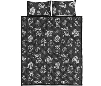 Rock And Roll Music Pattern Print Quilt Bed Set
