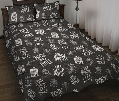 Rock And Roll Music Pattern Print Quilt Bed Set