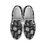 Rock And Roll Music Pattern Print White Slip On Shoes