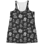 Rock And Roll Music Pattern Print Women's Racerback Tank Top