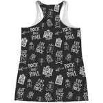 Rock And Roll Music Pattern Print Women's Racerback Tank Top
