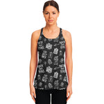 Rock And Roll Music Pattern Print Women's Racerback Tank Top