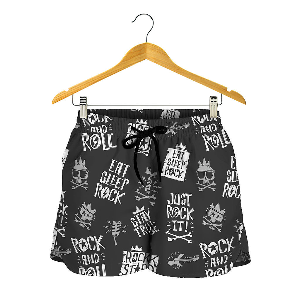 Rock And Roll Music Pattern Print Women's Shorts