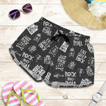 Rock And Roll Music Pattern Print Women's Shorts