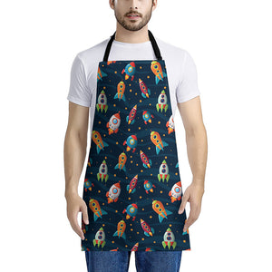 Rockets And Stars Pattern Print Apron