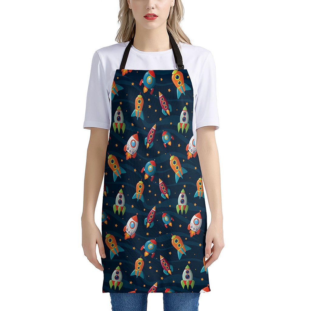 Rockets And Stars Pattern Print Apron