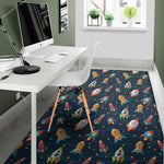 Rockets And Stars Pattern Print Area Rug