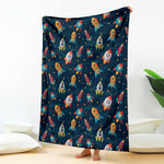 Rockets And Stars Pattern Print Blanket