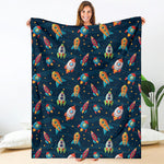 Rockets And Stars Pattern Print Blanket