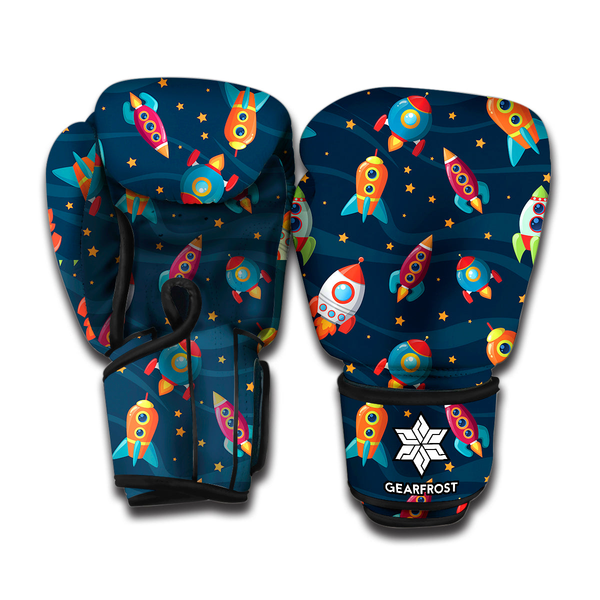 Rockets And Stars Pattern Print Boxing Gloves