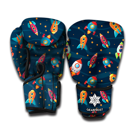 Rockets And Stars Pattern Print Boxing Gloves