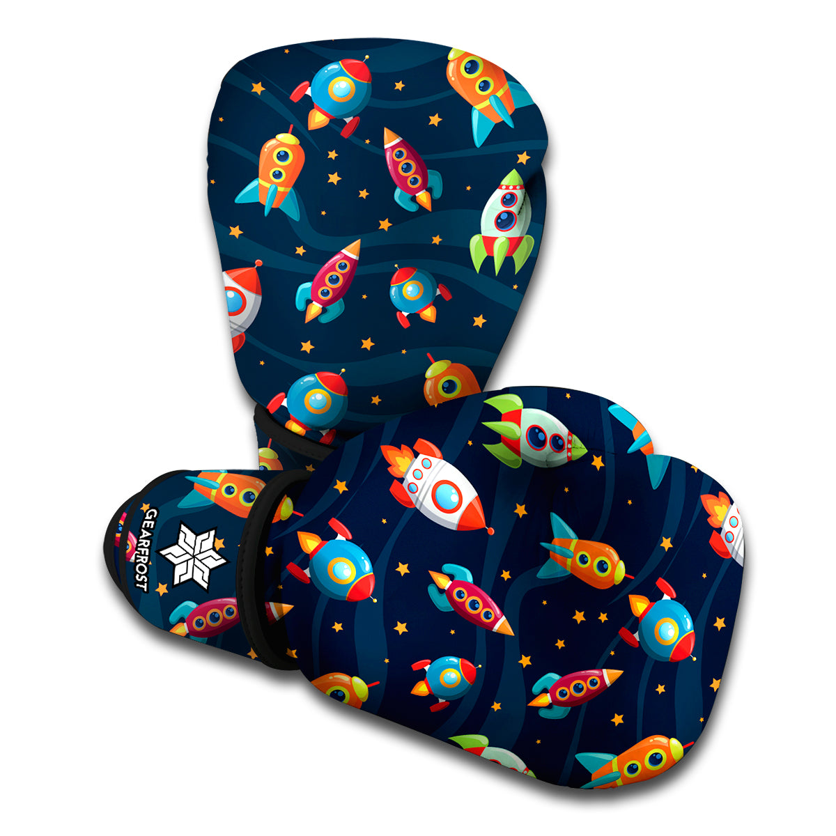 Rockets And Stars Pattern Print Boxing Gloves