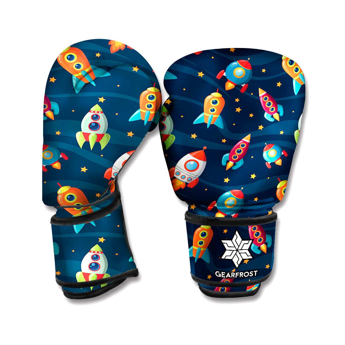 Rockets And Stars Pattern Print Boxing Gloves